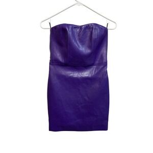 Generation Love Yazin Vegan Leather Mini Dress XS Purple Strapless NWT $359
